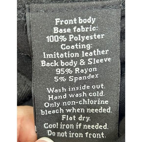 Rock & Republic Faux Leather Mixed Fabric Lazer Cut Short Sleeve Top - Picture 7 of 7